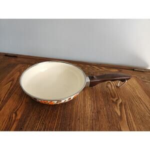 Vintage Moneta #16 Enamelware Made In Italy Small Frying Pan Orange Brown 6.5”